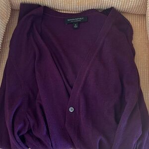 Banana Republic Purple V-Neck Cashmere Blend Cardigan